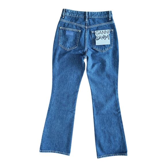 Ganni Betzy Dark Blue Stone High Rise Slim Flare Full Length Jean 26/32 NWT $195 - Picture 2 of 11